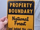 Nos Vintage Us Forest Service Property Boundary Sign National Park Smokey Bear