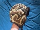 Vintage 80s Duck Camo Trapper Hat Large Insulated Quilted Lined Youngan Hunting