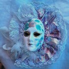 Ceramic-porcelain Vintage 10x9 Mask Mardi Gras Painted Wall Hanging Pink purple 