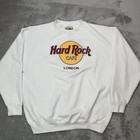 Vtg Hard Rock Cafe London Sweatshirt Adult Xl Crewneck Classic Logo White 90s