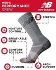 Mens New Balance Performance Training Crew Socks 5 Pair White Size 6 - 12 5