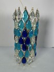 Vintage Mcm Acrylic Lucite Rock Candy Swag Hanging Lamp Pendant Crystals Blue