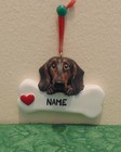 Personalized Dog Breed  black Dachshund  On A Bone Christmas Tree Ornament 