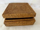 Woven Wicker Rattan Storage Basket Box With Lid  10 X 10 X 4 In