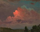 1800s Red Sunset Sky Landscape Vintage Art Poster Print Antique Painting