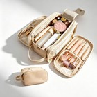 Large Travel Toiletry Bag   Pu Leather Hanging Makeup Organizer     3   layer U   shap