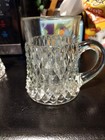Set Of 6 Vintage 60s Indiana Glass Diamond Point Mug Cup Glassware Clear