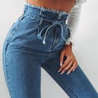 Women s High-waisted Dark Wash Skinny Jeans Plus Size Denim Pencil Pants