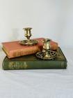 Vintage Brass Filigree Candlestick Holders Set Of Two