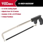 Hyper Tough 12 Inch Handsaw  Adjustable Frame Hacksaw   18 75 X 4 70 X 1 10 In