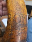 Antique Historical 1837 British Royal Navy Scrimshaw Carved Powder Horn 