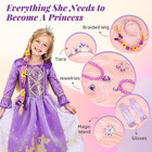 Princess Dress Up Clothes For Girls 3-10  Purple Pretend Play Costume With Jewel
