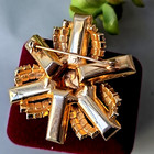 Vintage Gold Tone Tea Glass Baguettes Rhinestones Prong Pin Brooch