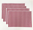 Red And White Handmade Reversible Checked Placemats     Set Of 4  14  X 20  