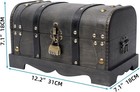 Vintage Wooden Treasure Chest Box With 3-digit Lock  Black  12 2-inch