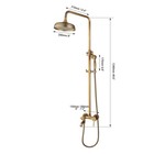 Antique Brass Shower Faucet Set Round Rainfall Head Wall Mounted Mixer Tub Tap