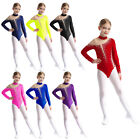 Girls Rhythmic Gymnastics Dance Leotard Long Sleeve Mesh Patchwork Bodysuit