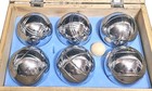 Vintage  Heavy Chrome Bocce Boules Petanque Ball Set 6 Heavy Metal Balls