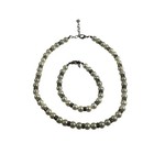 Carolee Vtg Silver Tone Faux Pearls Clear Crystals Necklace   Bracelet Set 8 