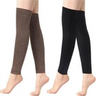 Ymomode 2 Pairs Warm Leg Warmers Women s Winter Over Knee High Footless Socks   