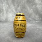 German Antique Wood Barrel Sewing Needle Case Transferware Asbro