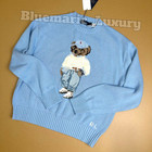 Polo Ralph Lauren Golf Polo Bear Knit Sweater Sky Blue Crewneck Nwt Small