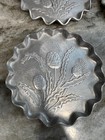 Vintage Handcrafted Hammered Aluminum Coasters A Thistle Design Mcm Set Of 6