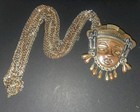 Vintage Jhp Taxco Metales Casados Mixed Metal Face Mask Pendant Brooch Mexico