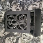 Vintage Black Ornate Cast Iron Wall Mount Match Box Holder Dispenser Cast Iron 