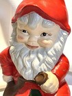 Vintage Ceramic Garden Gnome Santa Elf On Stump     Mid Century Holiday Decor 10    