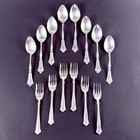 Antique Sterling Silver 925 Spoons   Forks 14 Piece Lot 323g Monogram Scrap