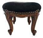 Antique 1930s French Louis Xv Footstool     Carved Wood Cabriole Legs Needlepoint