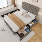     linen Upholstered Bed Frame W  4 Storage Drawers   Headboard Full Queen King