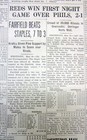 1935 Newspaper Very 1st Major League Night Baseball Game Is Played-in Cincinnati