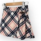 Janie Jack Pink Blue Plaid Pleated Skirt Size 4 Pleather Buckle Lined Party Play