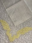 Vintage Pure Linen Lace Wedding Lace Handkerchief Hankie Yellow   White Sticker
