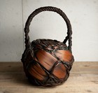 Antique Japanese Bamboo Flower Basket     Meiji Era Collectible Vase   Decor