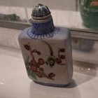 Hand-painted Chinese Porcelain Snuff Bottle  Blue white Floral  Red Mark