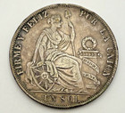 1892 Tf Peru 1 Sol Peruvian Republic Km 196 24 Type X Silver Coin 900 Lima Mint