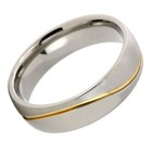 6mm Titanium Ring Gold Plated Grooved Wave Pattern Men Wedding Engagement Band