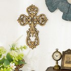 Vintage Cast Iron Cross Wall Decor 9 8 Inches Tall Rustic Gold