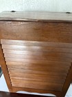 Vintage Mcm Large Solid Oak Wood Laundry Hamper Hand Slot Hinged Lid    rare   
