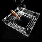 Large Vintage Cigar Ashtray Cut Crystal Glass Tobacciana Heavy Diamond Art Smoke
