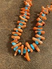 Wow Vintage Native American Navajo Sterling Raising Sun Coral Turquoise Necklace