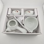 Korean Traditional Tea Set White Porcelain Teapot Cups Bowl Boxed Hand Painted 