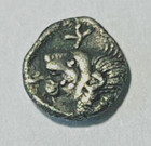 Ancient Greek Silver Coin Mysia Cyzicus  C 450 - 400 Bc  Ar Hemiobol Lion Boar
