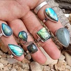 Wow Flashy Labradorite Gemstone 925 Sterling Silver Plated Wholesale Lot Rings