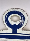 Vtg Anchor Welcome Sign Solid Wood Blue White Patina Nautical Coastal 24  X 19 