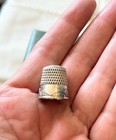 Sterling Silver Webster Thimble Grapevines   Diamond Shield  Size 8