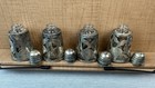 Four Vintage Mexican Openwork 925 Lhm Sterling Silver Glass Salt   Pepper Shaker